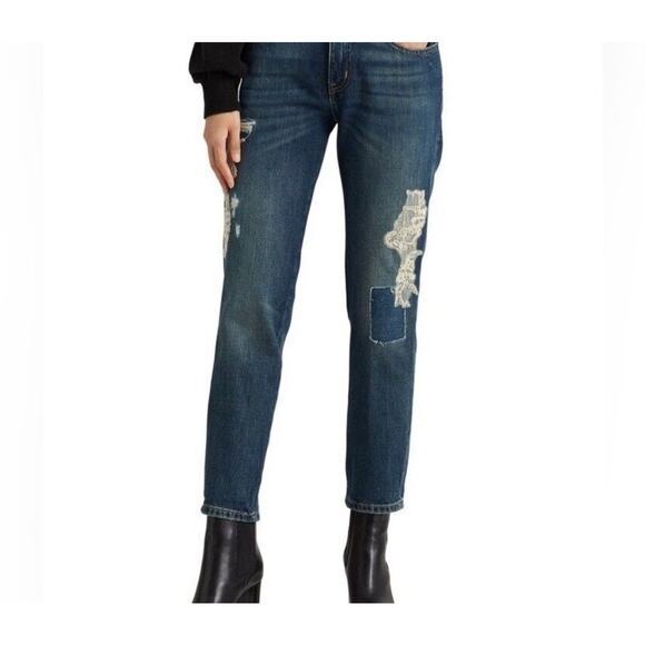 Lauren by Ralph Lauren Denim - Lauren Ralph Lauren Women's Embellished Mid-Rise Jeans Blue size 4